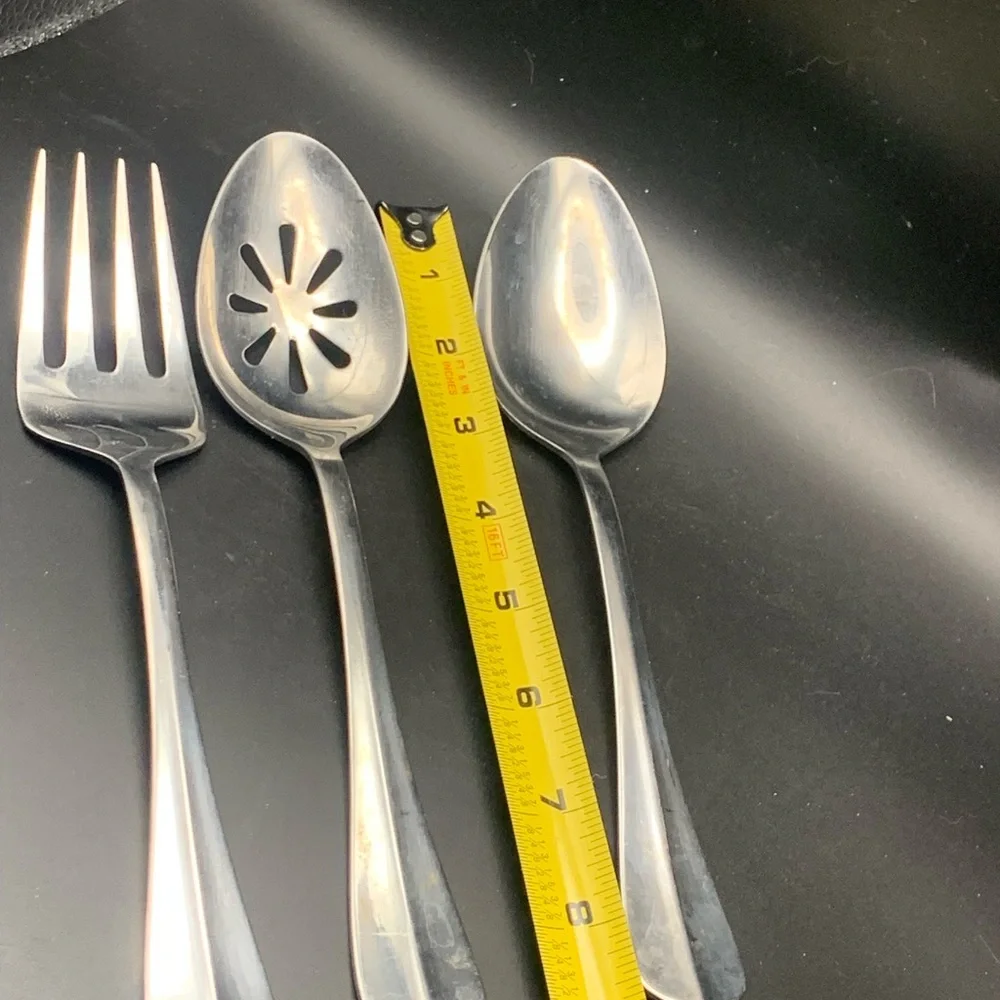 Vintage International Silver Stainless Flatware Serving Spoons & Fork Lot of 3